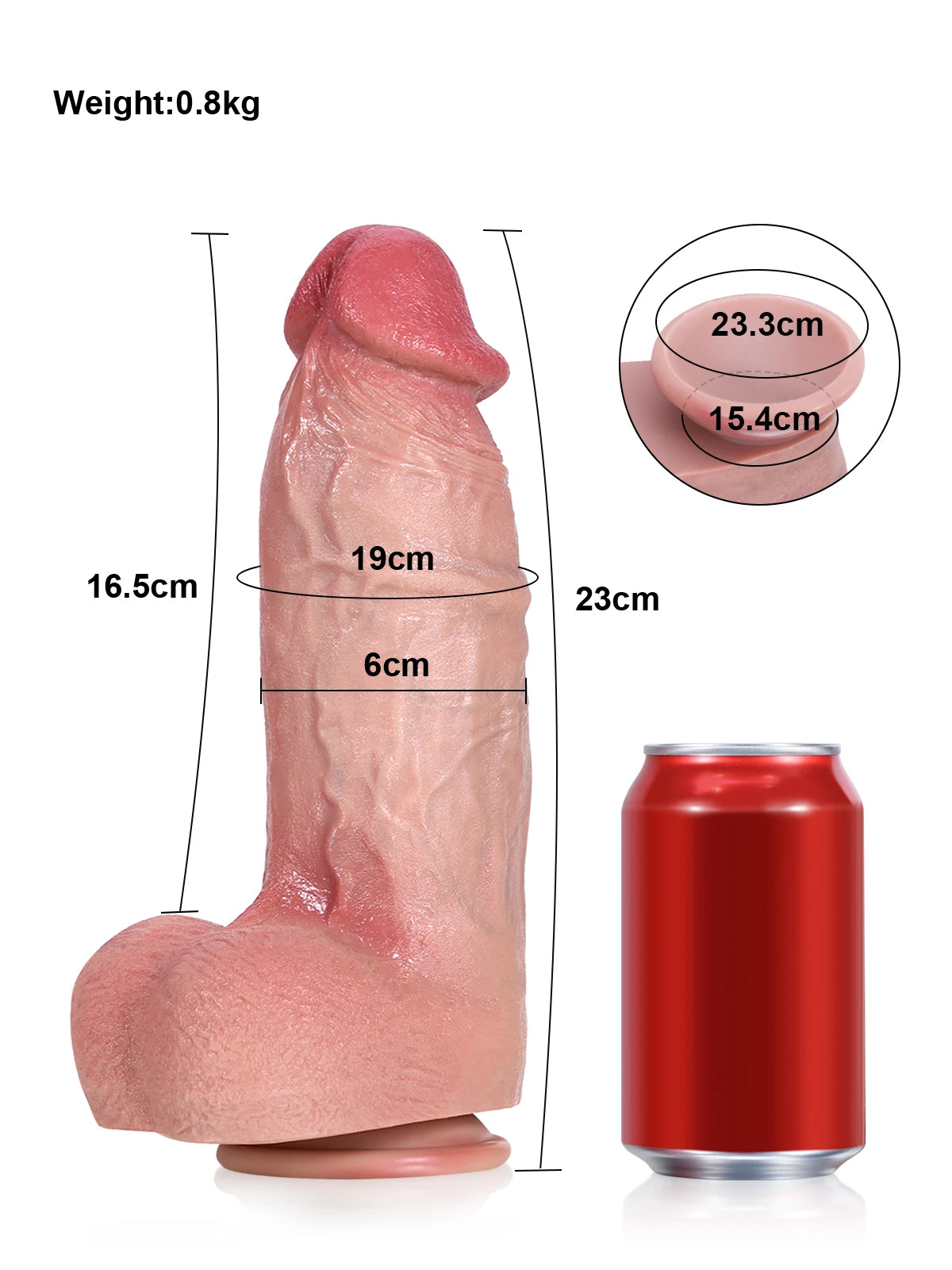 Thor - Consolador Realista Grueso y Redondeado con Cuerpo Carnoso - 27 cm