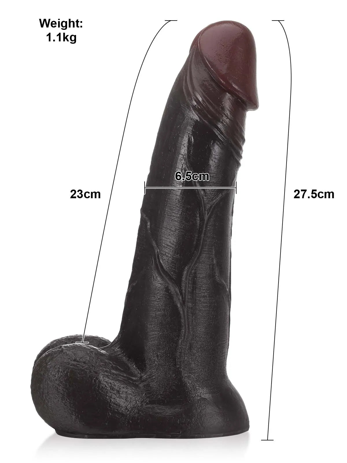 Andrés - Consolador Negro con Piel Deslizante, Testículos y Sistema Vac-U-Lock - 27,5 cm
