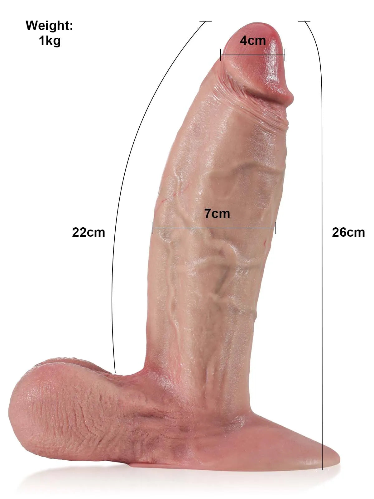 Ángel - Consolador Grande y Grueso con Testículos Colgantes y Vac-U-Lock - 26 cm