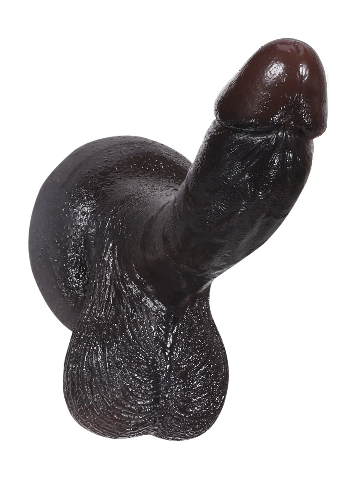 Smith - Consolador Negro Pequeño de Piel Suave con Testículos Colgantes - 15,5 cm