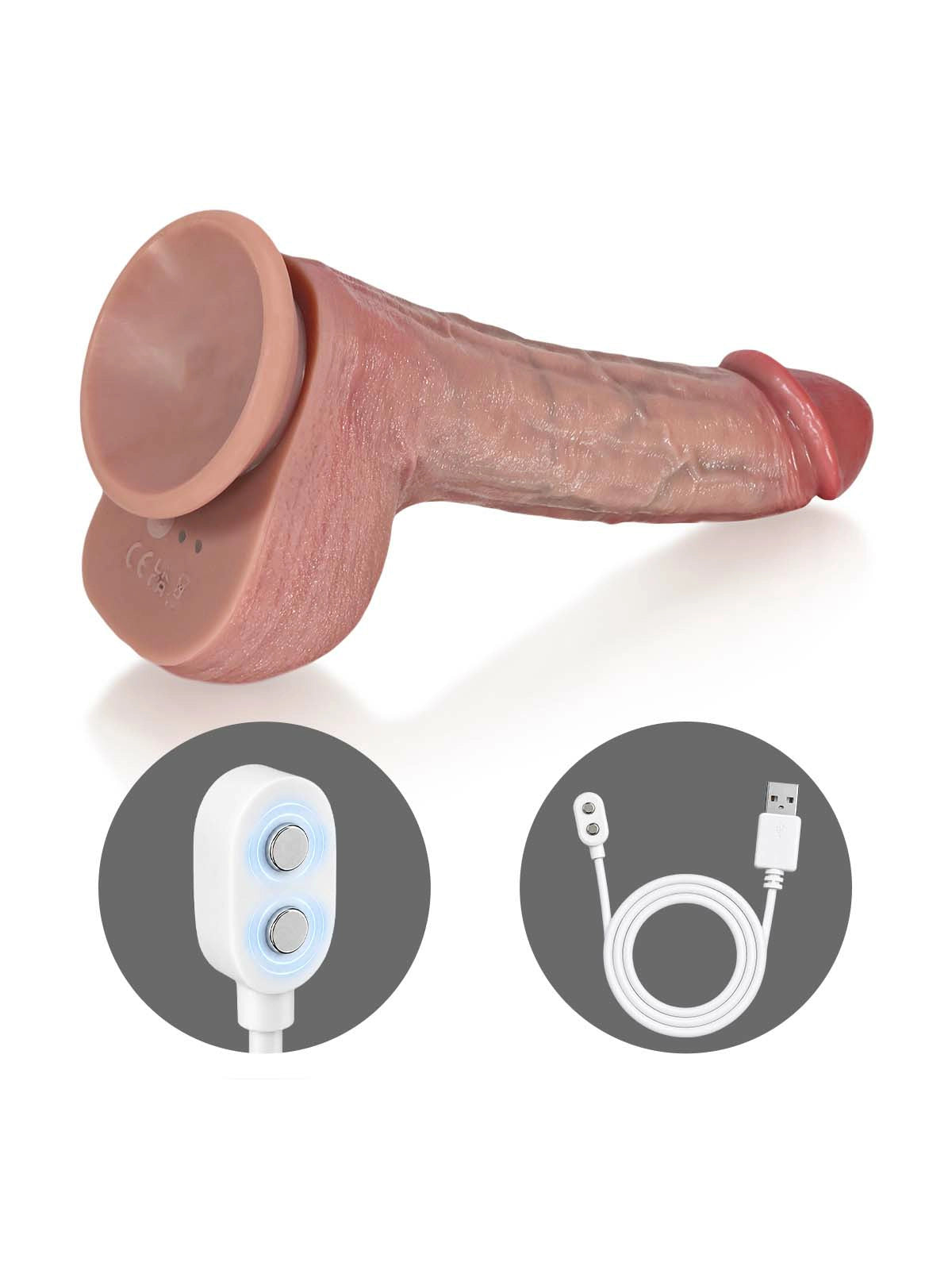 Drake - Dildo Vibrador con Empuje y Glande Saliente - 22,8 cm