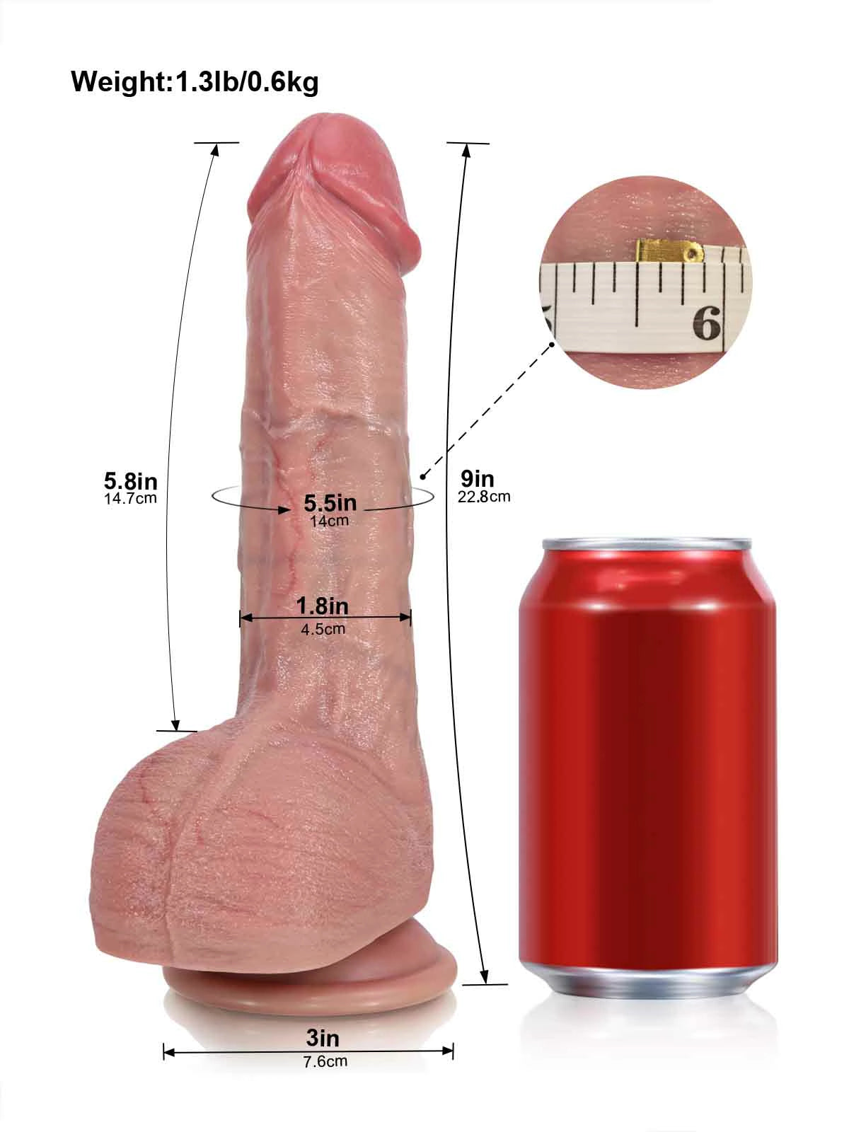 Drake - Dildo Vibrador con Empuje y Glande Saliente - 22,8 cm