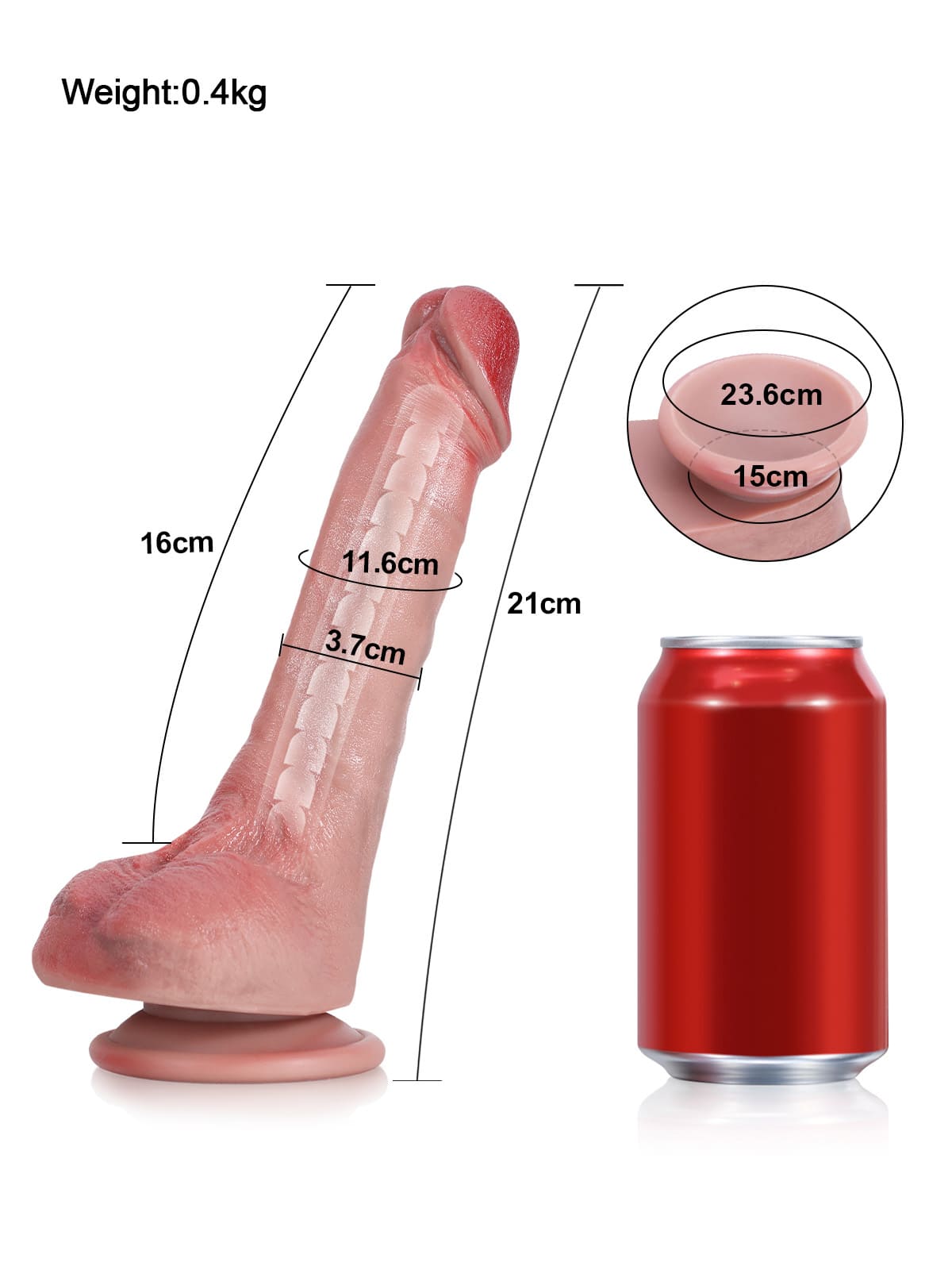 Jodie - Consolador Realista de Doble Densidad con Textura de Venas - 20 cm