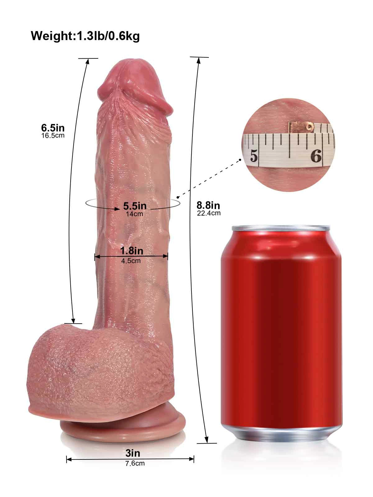 Leon - Dildo Vibrador con Textura de Piel Plegada y Calor - 22,4 cm