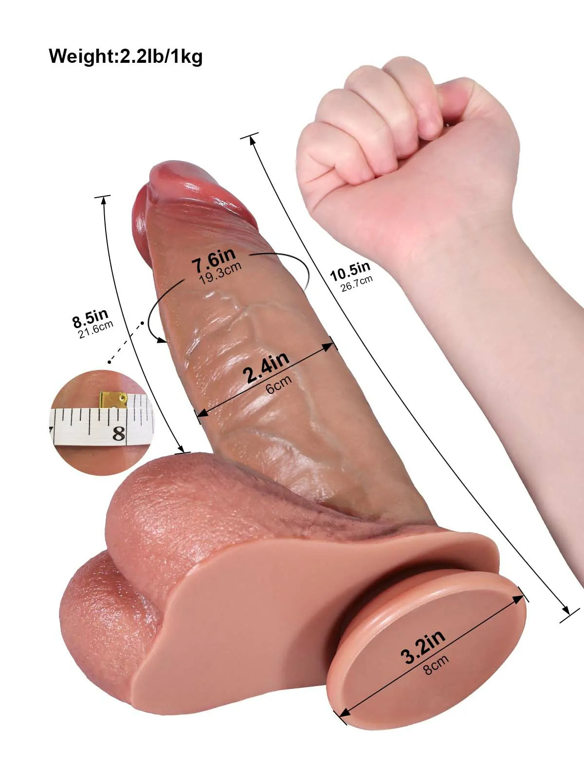 Magnus - Dildo Realista Curvo con Piel Deslizante y Ventosa - 26,7 cm
