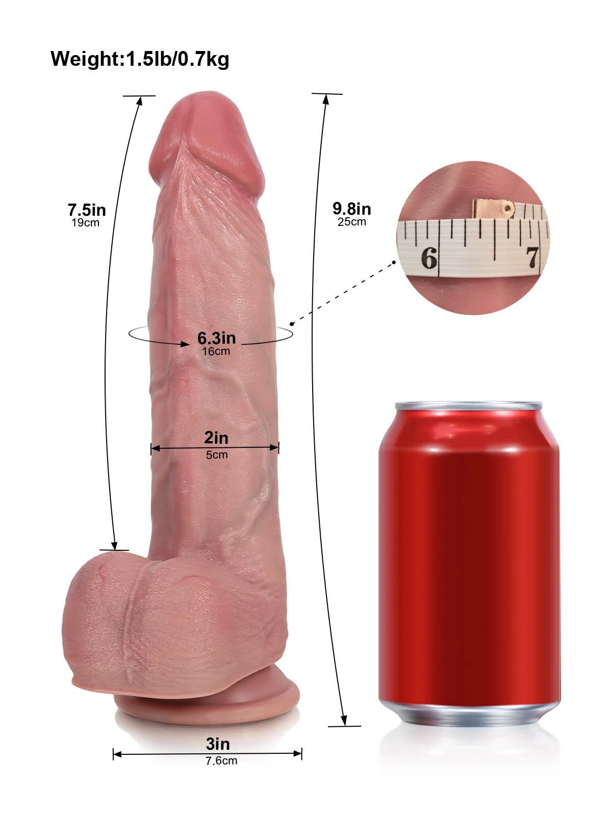 Marco - Dildo Vibrador con Glande Turgente y Corona Ancha - 25 cm