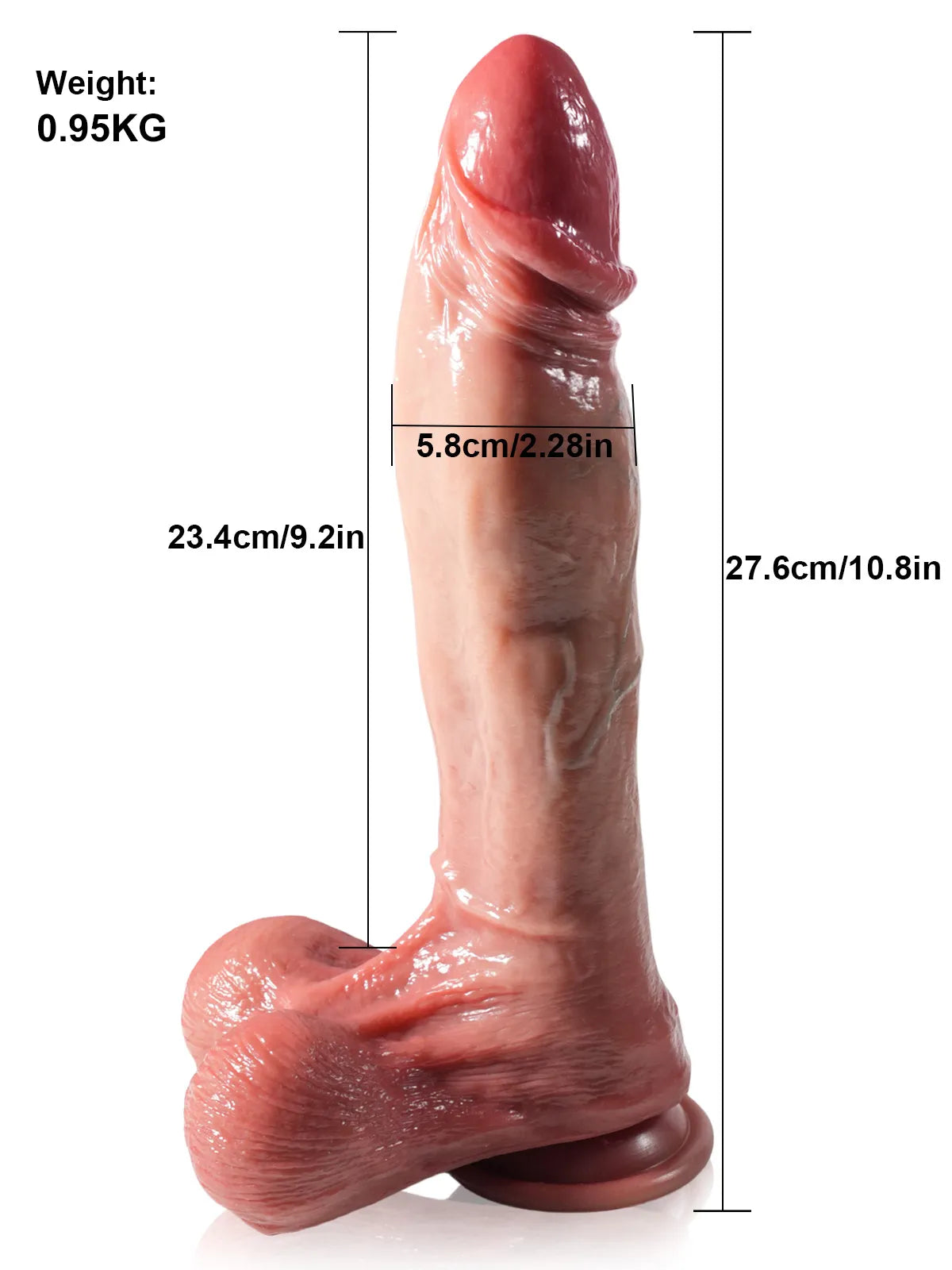 Martín - Consolador Grande y Grueso con Empuje y Vibración, Glande Hinchado - 27,6 cm