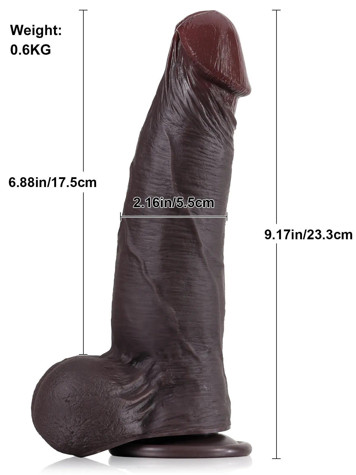 Raimundo - Consolador con Piel Deslizante y Testículos Móviles, Extra Grueso - 23,3 cm