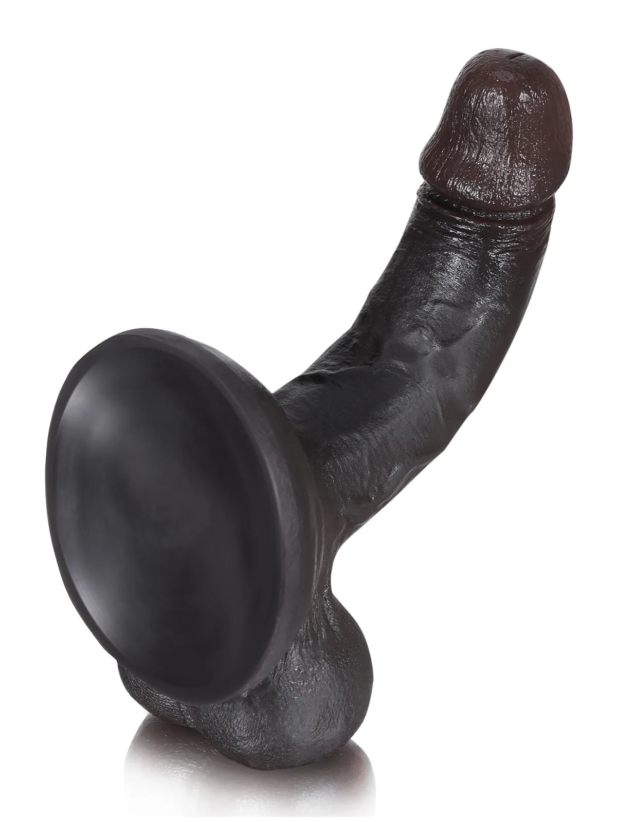 John - Dildo Realista Negro Grueso con Gran Glande y Testículos Grandes - 21 cm