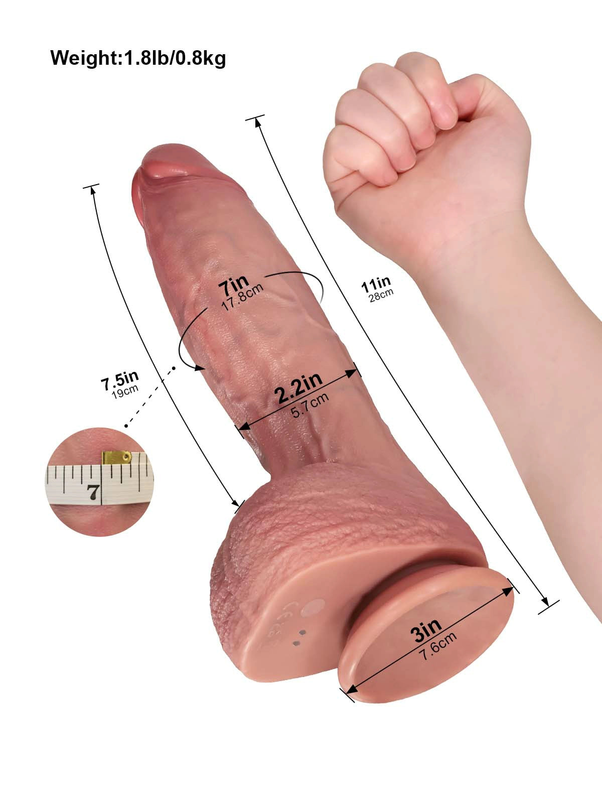 Vincent - Dildo Vibrador con Calor y Grosor Progresivo - 28 cm