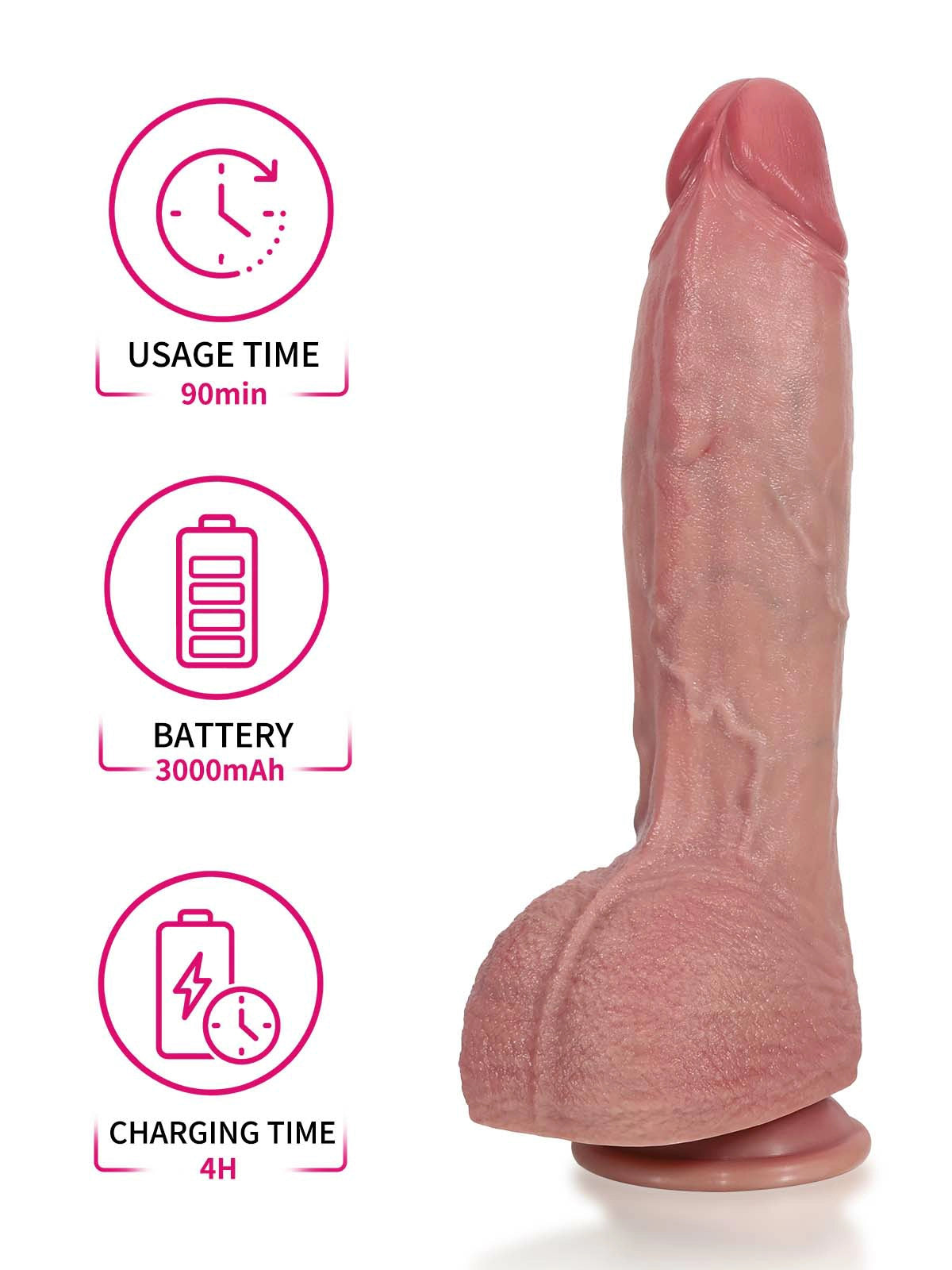 Vincent - Dildo Vibrador con Calor y Grosor Progresivo - 28 cm