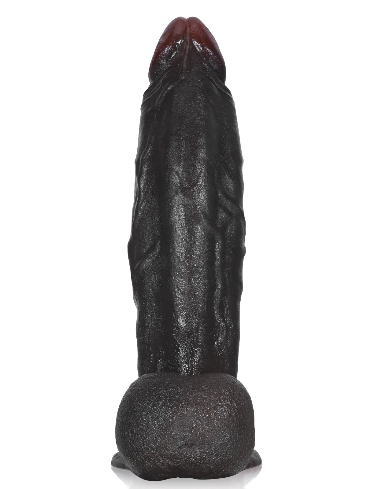 Ángel - Dildo Negro Grande y Grueso con Testículos Colgantes y Vac-U-Lock - 26 cm