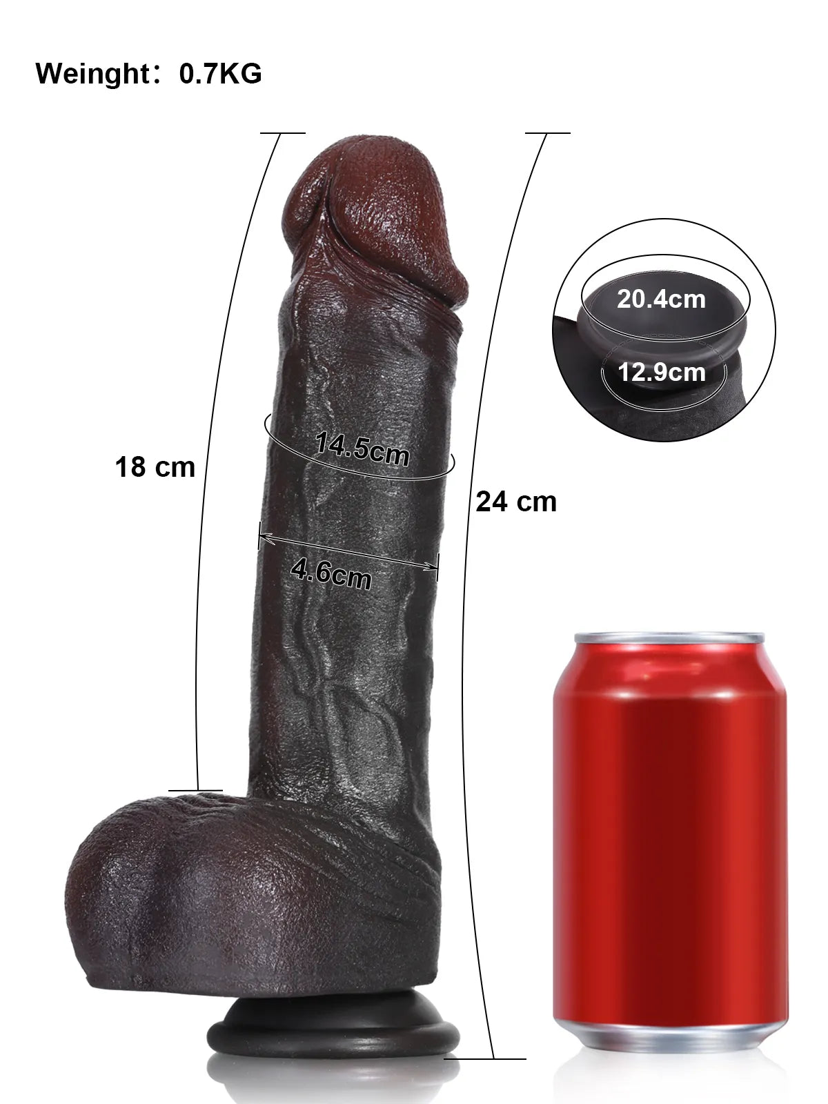 Brandon - Consolador Realista Negro de Piel Suave con Testículos Deslizantes - 24,5 cm