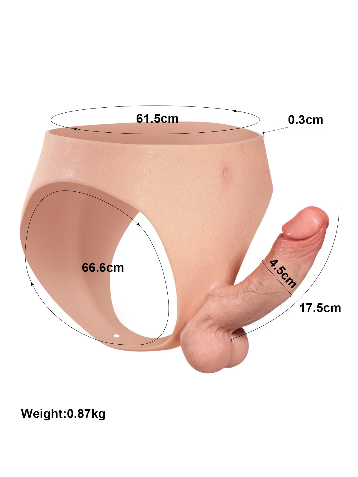Jose - Arnés con Consolador de Silicona, Eje Sólido y Testículos Suaves - 17,5 cm