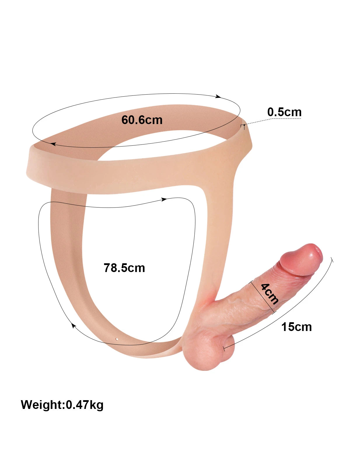 Héctor - Arnés con Consolador Realista de Silicona Ultrafino y Grueso - 15 cm