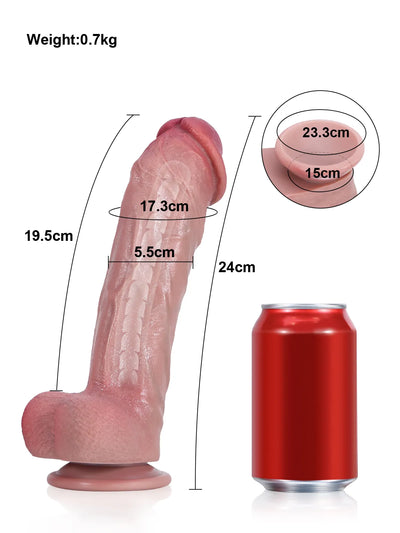 Machete - Consolador Grueso con Núcleo Metálico y Testículos Firmes - 24 cm