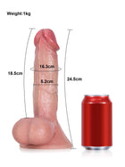 Rob - Dildo Realista con Testículos Colgantes y Núcleo Metálico Flexible - 24,5 cm
