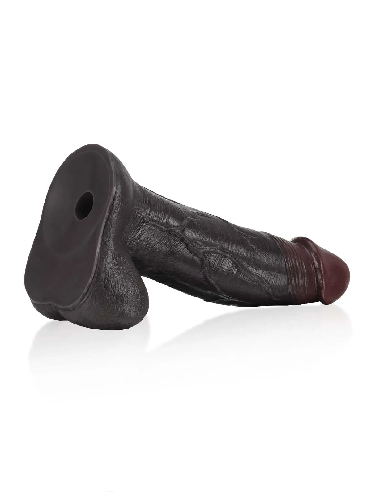 Andrés - Consolador Negro con Piel Deslizante, Testículos y Sistema Vac-U-Lock - 27,5 cm
