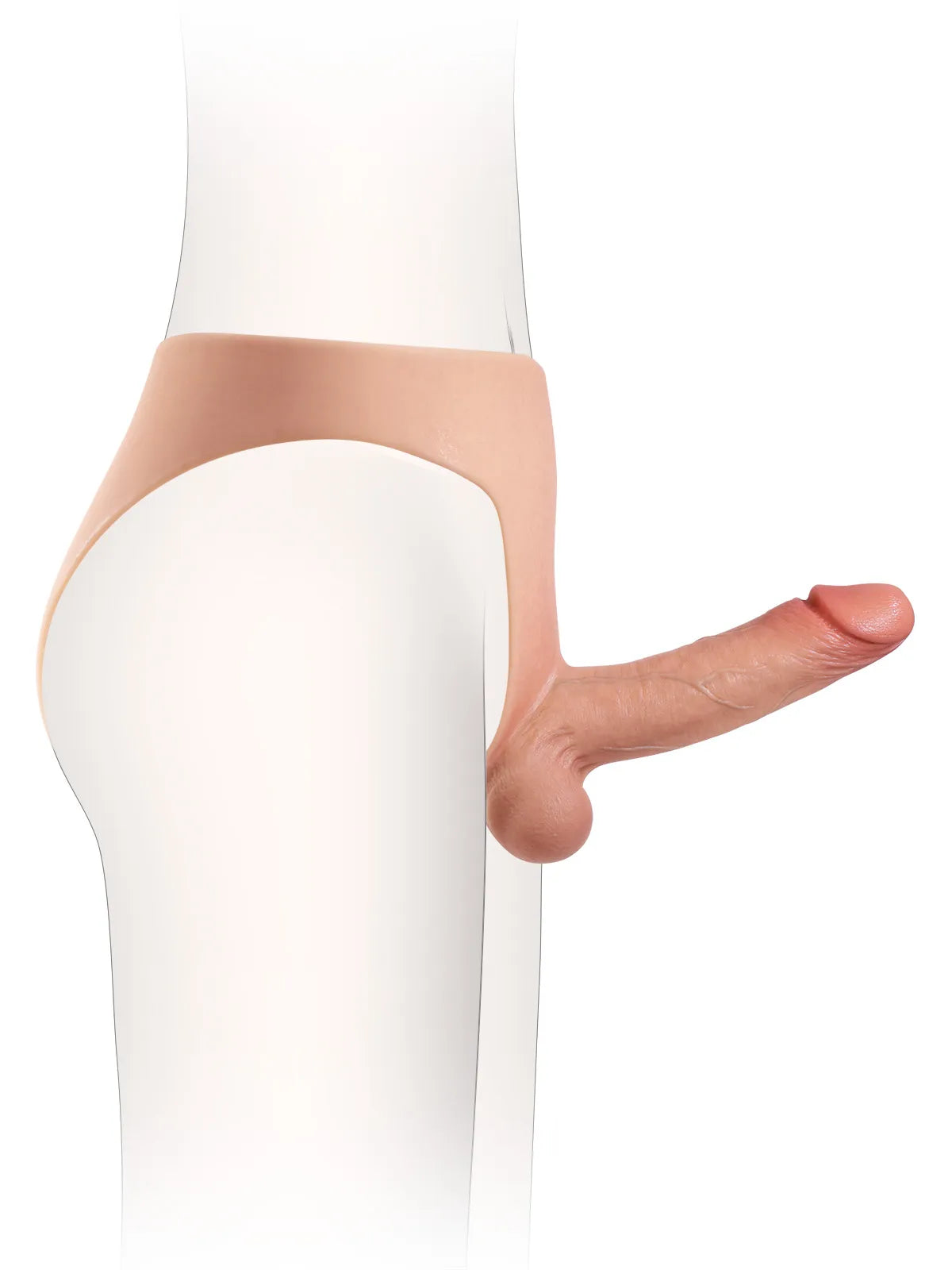 Jose - Arnés con Consolador de Silicona, Eje Sólido y Testículos Suaves - 17,5 cm