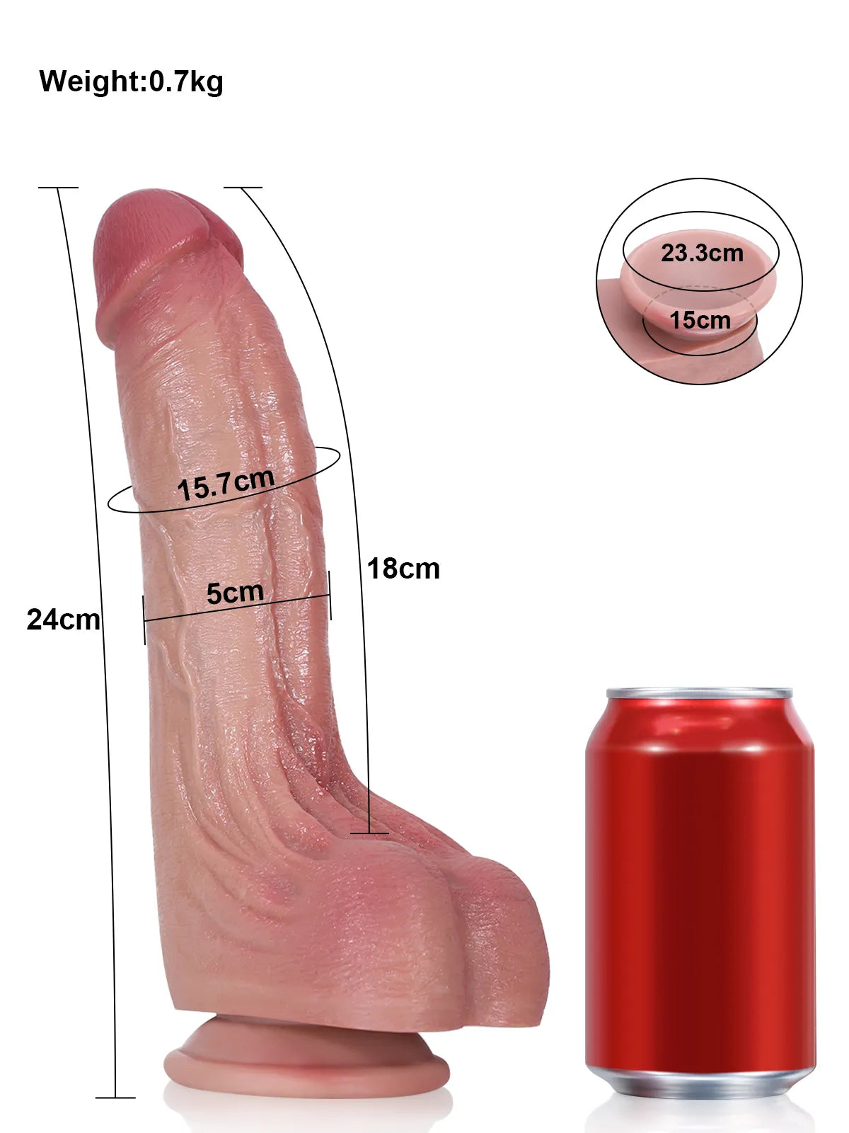 Cameron - Consolador Grande con Testículos Arrugados y Suaves - 24 cm