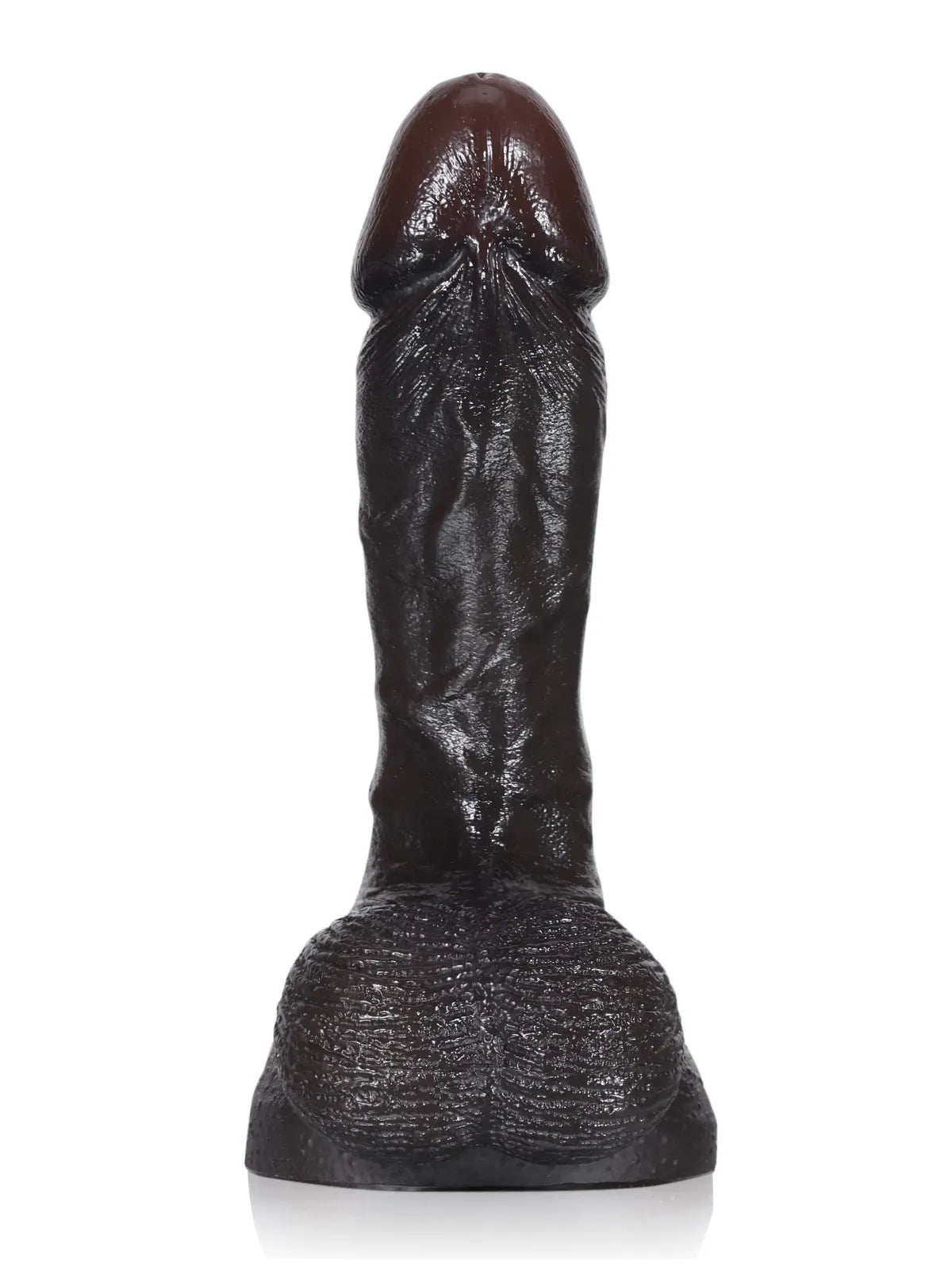 Smith - Consolador Negro Pequeño de Piel Suave con Testículos Colgantes - 15,5 cm