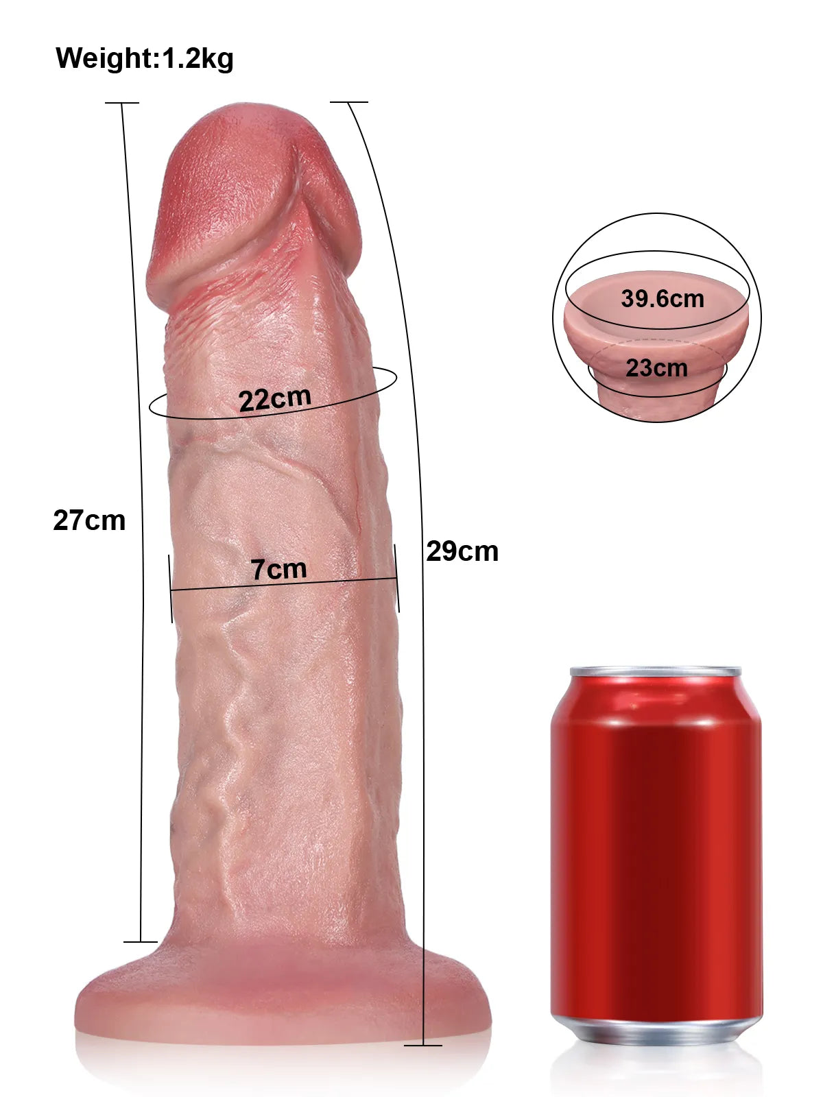 David - Consolador Anal Grande de Silicona Suave con Glande Hinchado - 29 cm
