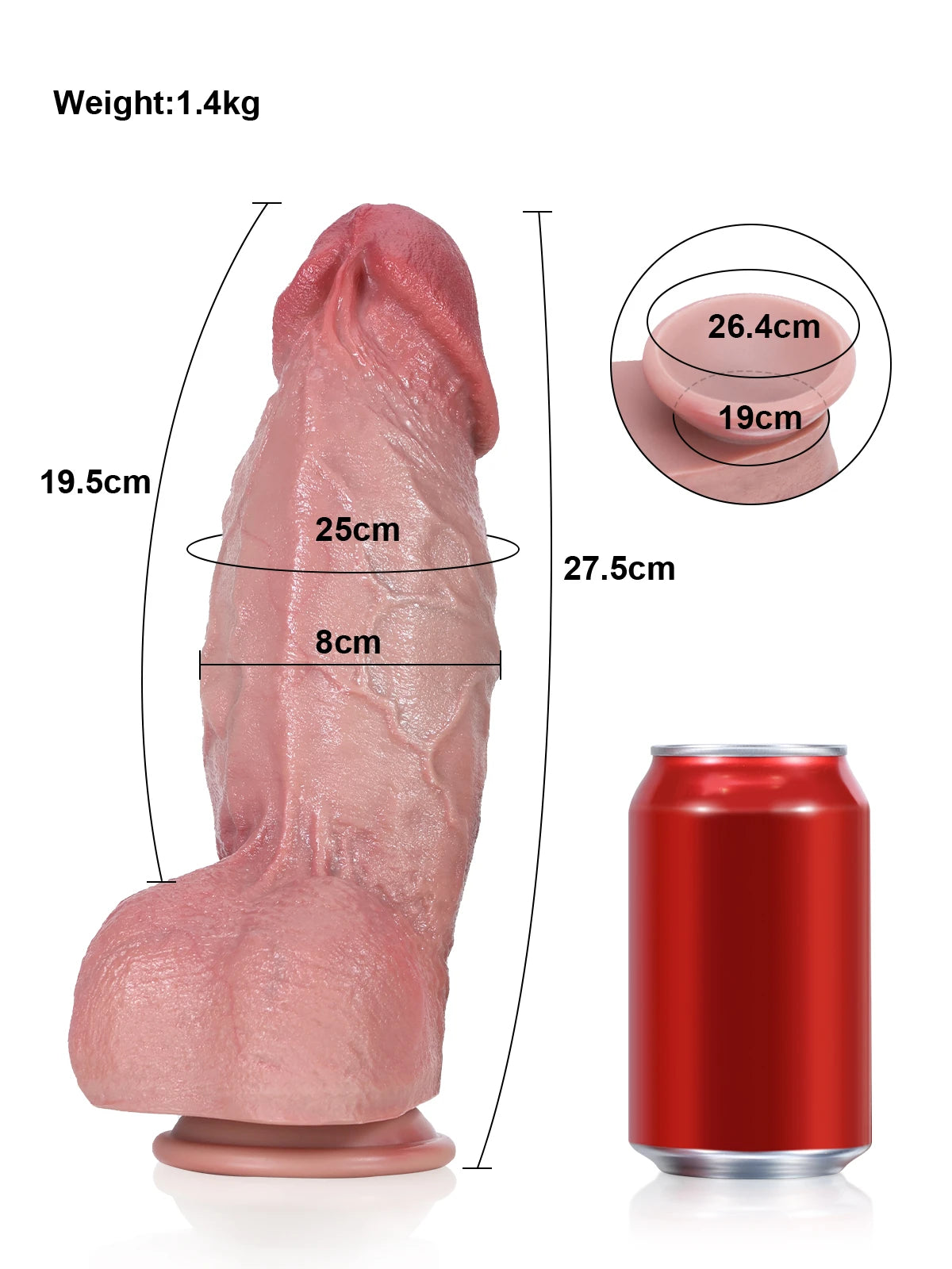 Diego - Consolador Realista Grueso de Silicona con Venas Texturizadas - 27.5 cm