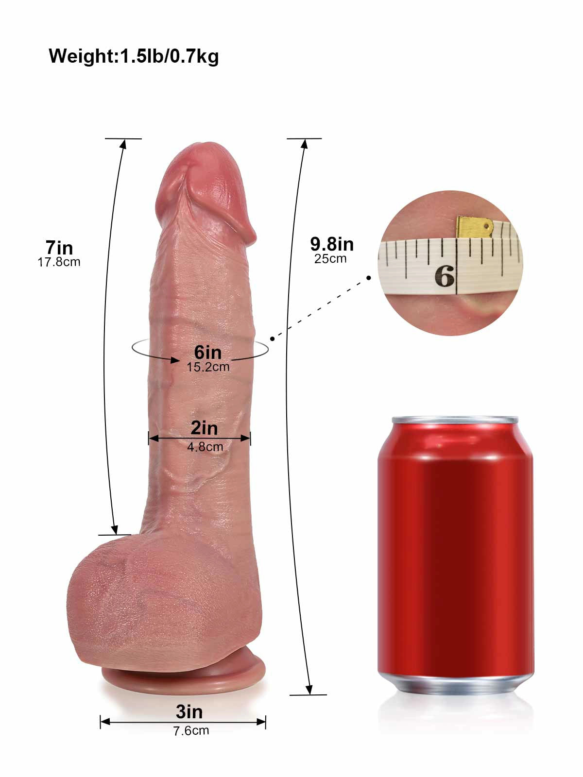 Dominic - Dildo Vibrador con Glande Grande y Función de Calor - 25 cm