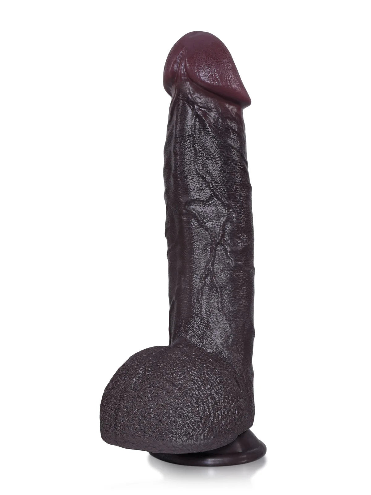 Elias Negro 27 cm Dildo Negro Vibrador con Empuje, Calor y Glande Ancho