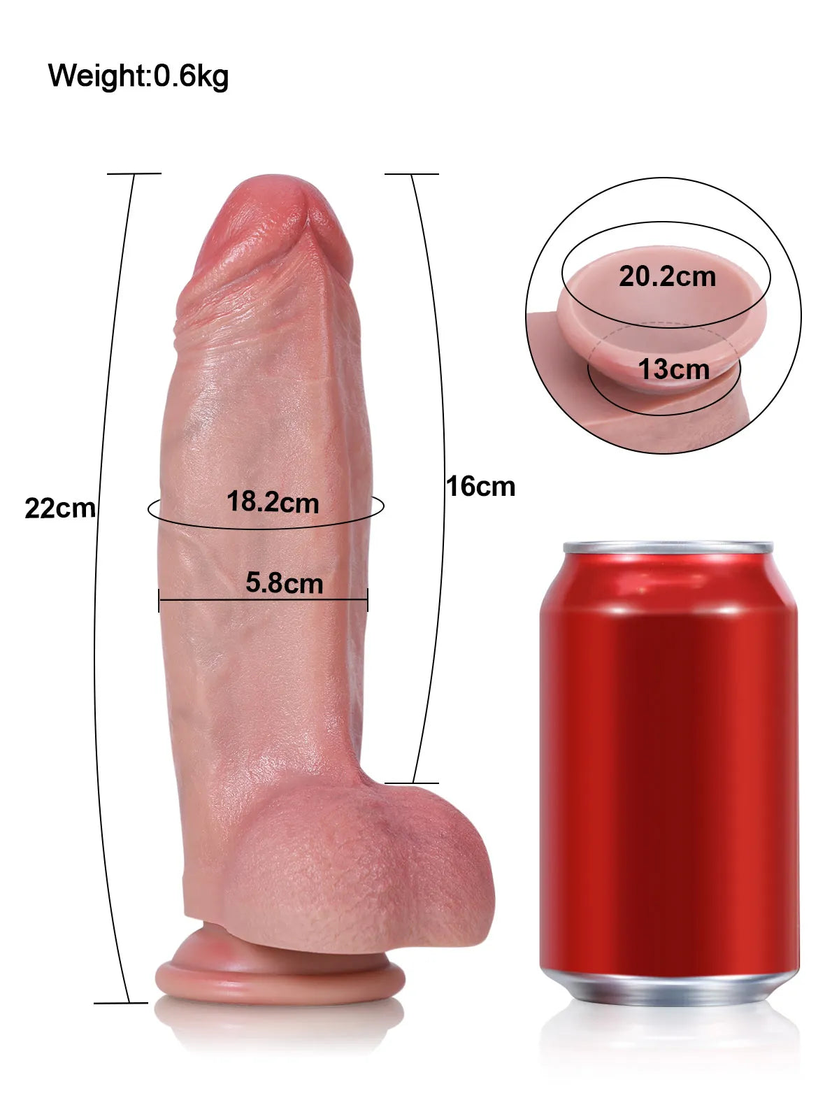 Jorge - Consolador de Silicona Grueso con Cresta Elevada - 22 cm