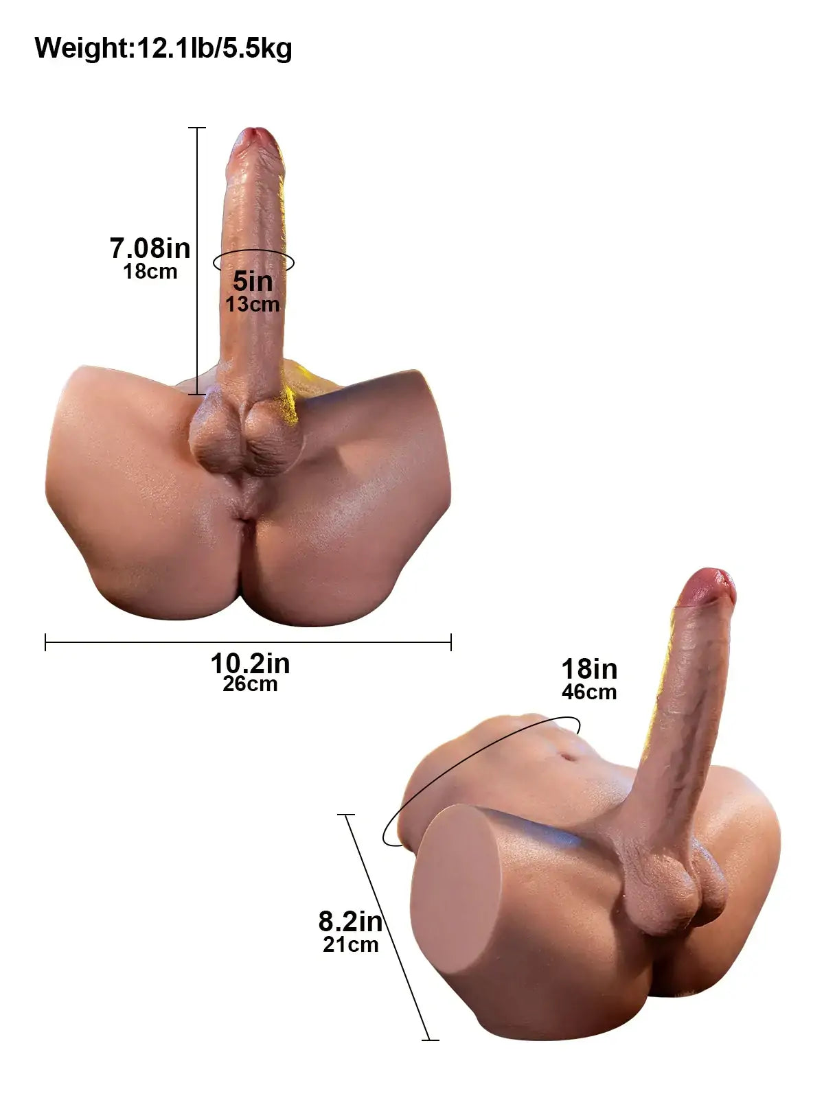 Kane - Torso Flexible con Pene y Canal Anal - 5,5 kg