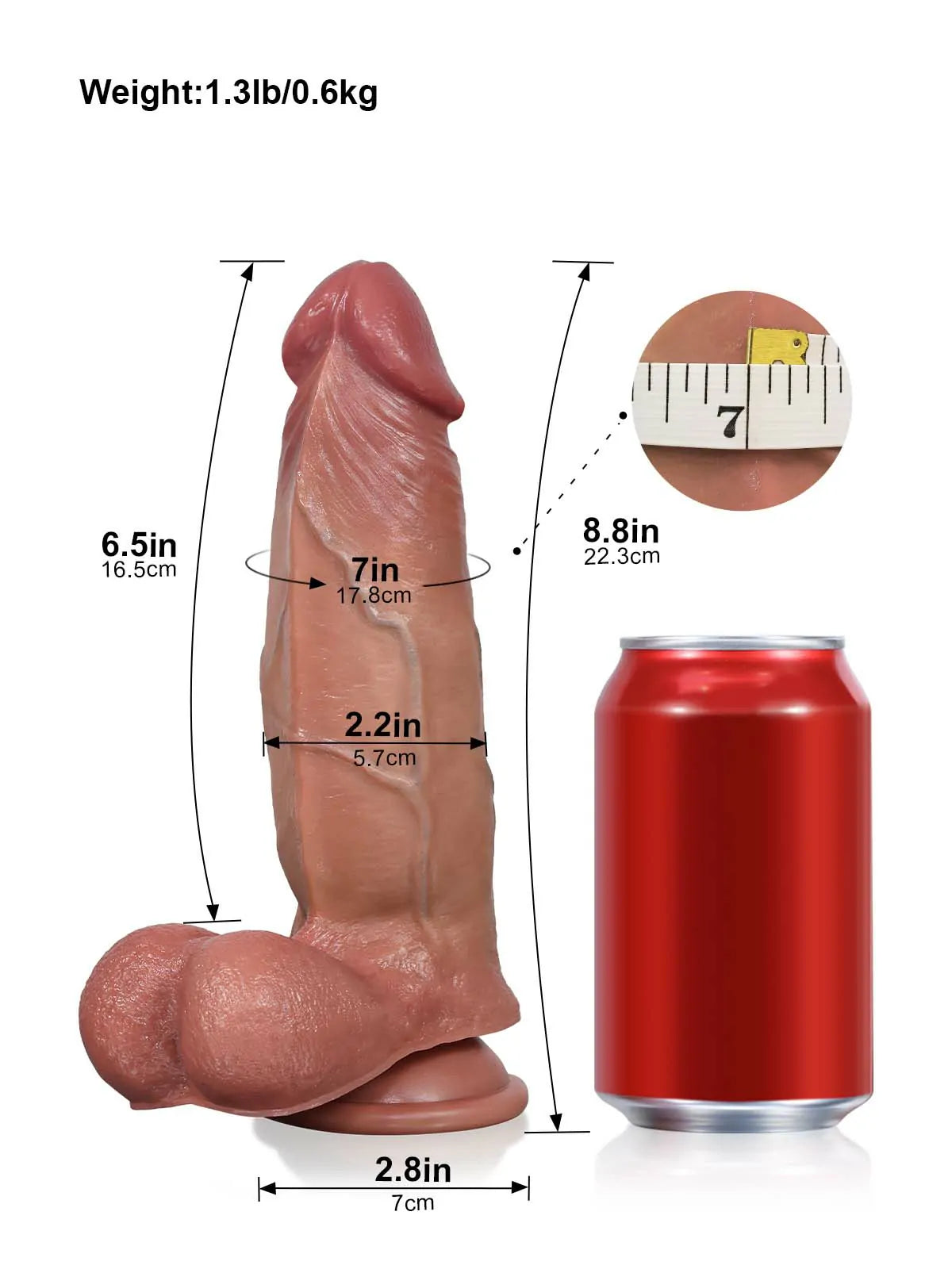 Konrad - Consolador Realista con Piel Deslizante y Ventosa - 21,6 cm