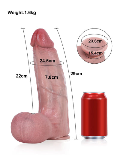 Lee - Dildo Gigante Realista con Diseño Cónico y Testículos Móviles - 29 cm