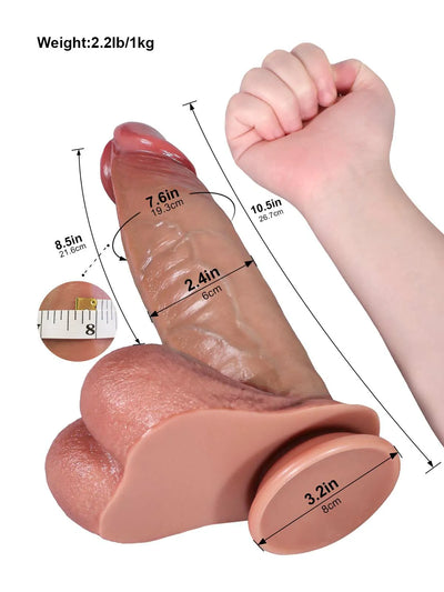 Magnus - Dildo Realista Curvo con Piel Deslizante y Ventosa - 26,7 cm