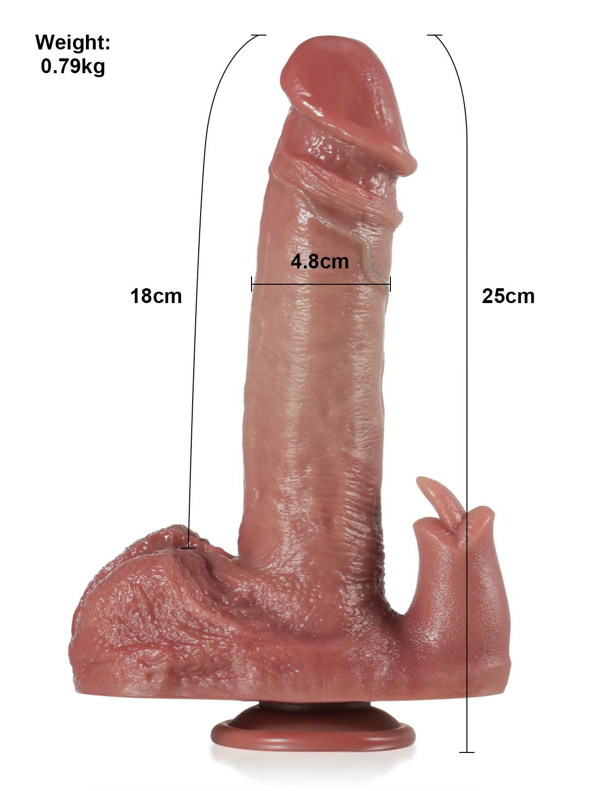 Néstor - Consolador con Empuje, Vibración y Lengua Estimuladora de Clítoris - 25 cm