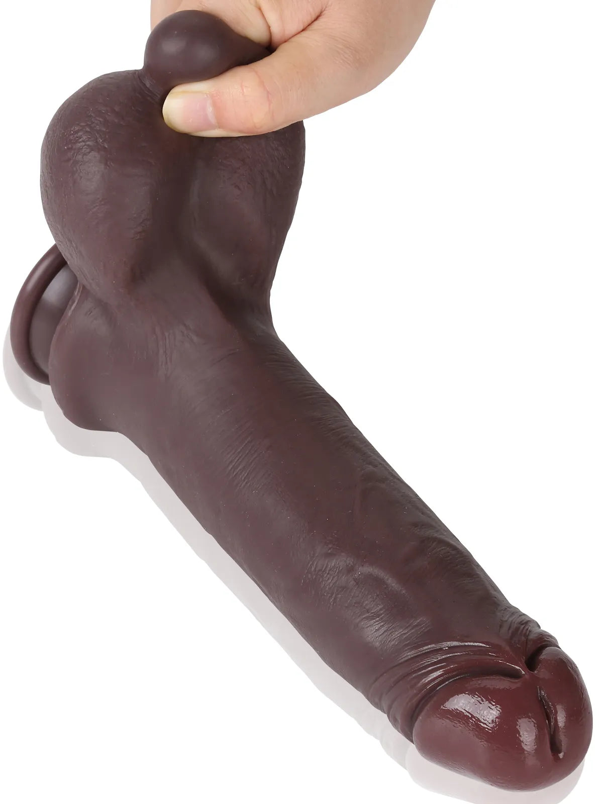 Nico - Consolador Negro Realista con Piel Deslizante y Testículos Suaves - 23 cm