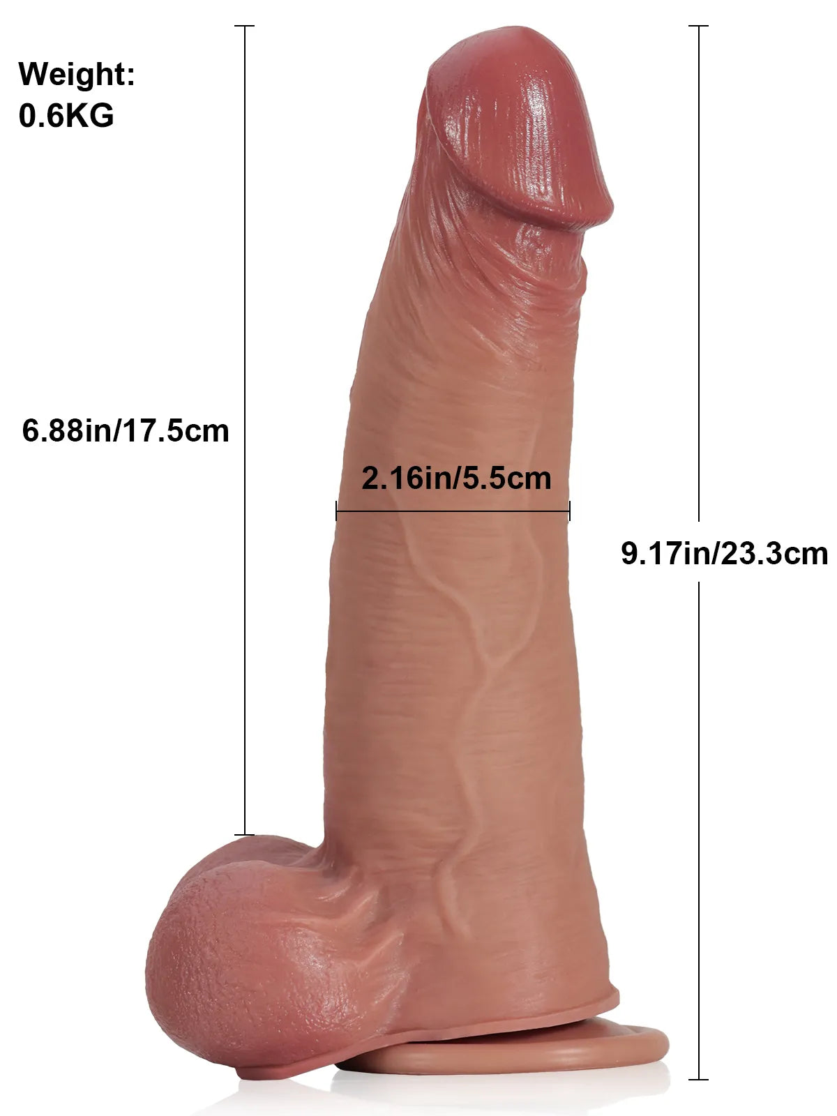 Raimundo - Consolador con Piel Deslizante y Testículos Móviles, Extra Grueso - 23,3 cm