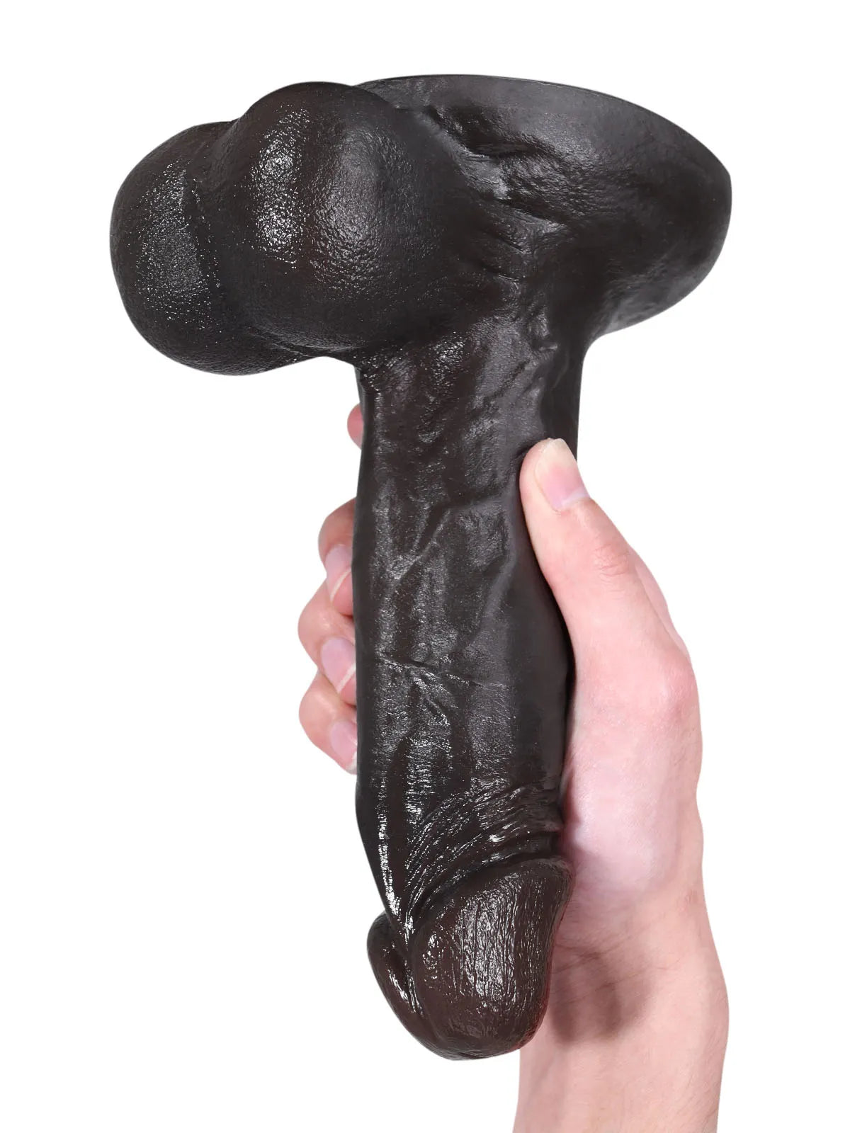 John - Dildo Realista Negro Grueso con Gran Glande y Testículos Grandes - 21 cm