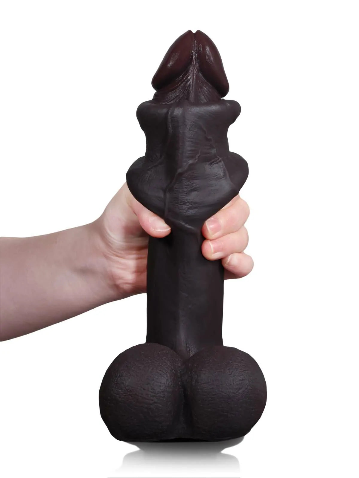 Reed - Dildo Negro Gigante Realista con Piel Deslizante y Ventosa - 26,5 cm