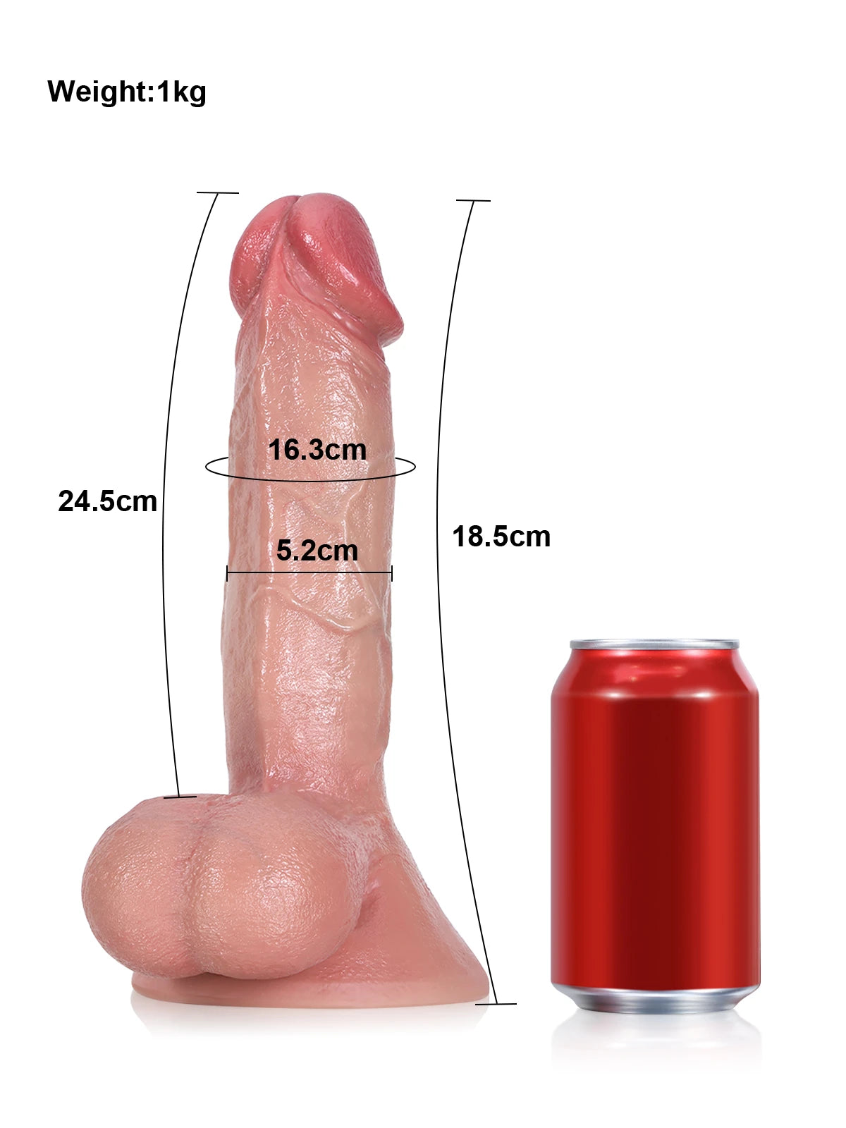 Rob - Consolador Realista con Testículos Colgantes y Núcleo Metálico Flexible - 24,5 cm