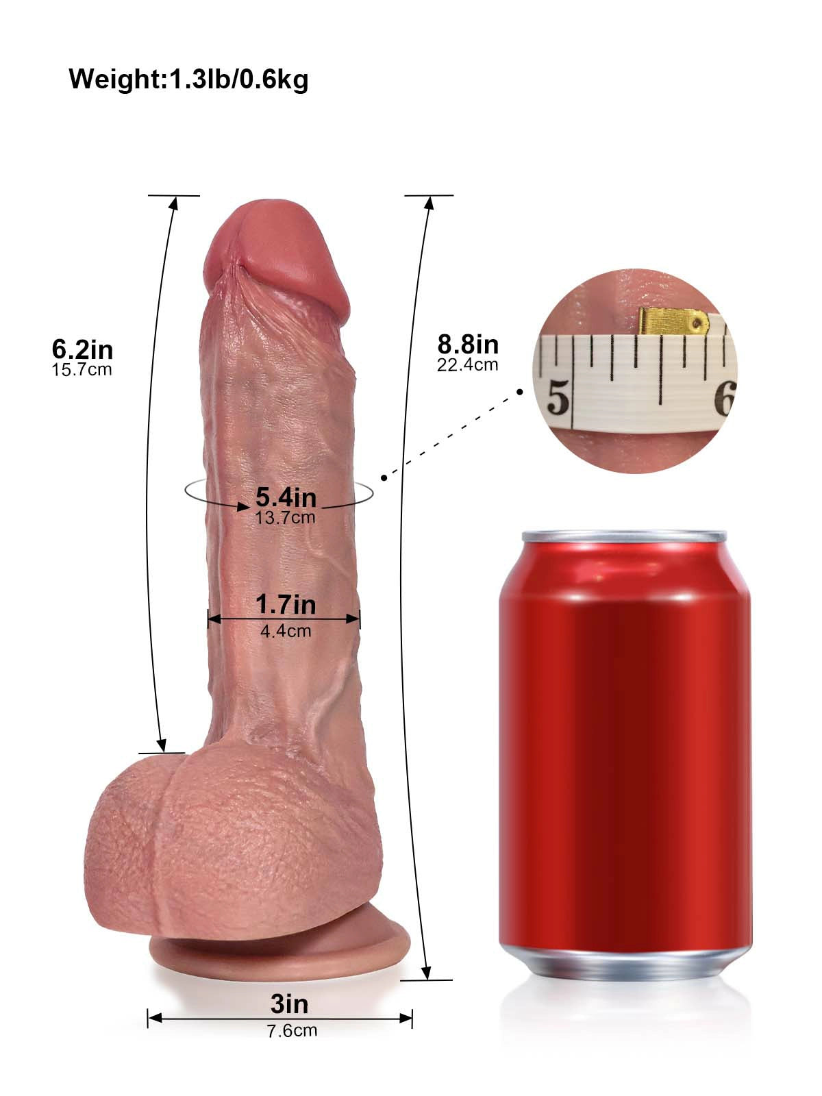 Roman - Dildo Vibrador con Corona Ancha y Motor en la Punta - 22,4 cm