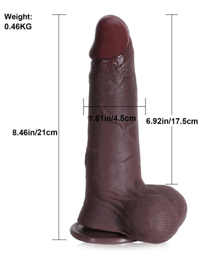 Ulises - Consolador Realista Negro con Piel Deslizante y Testículos Móviles - 21 cm