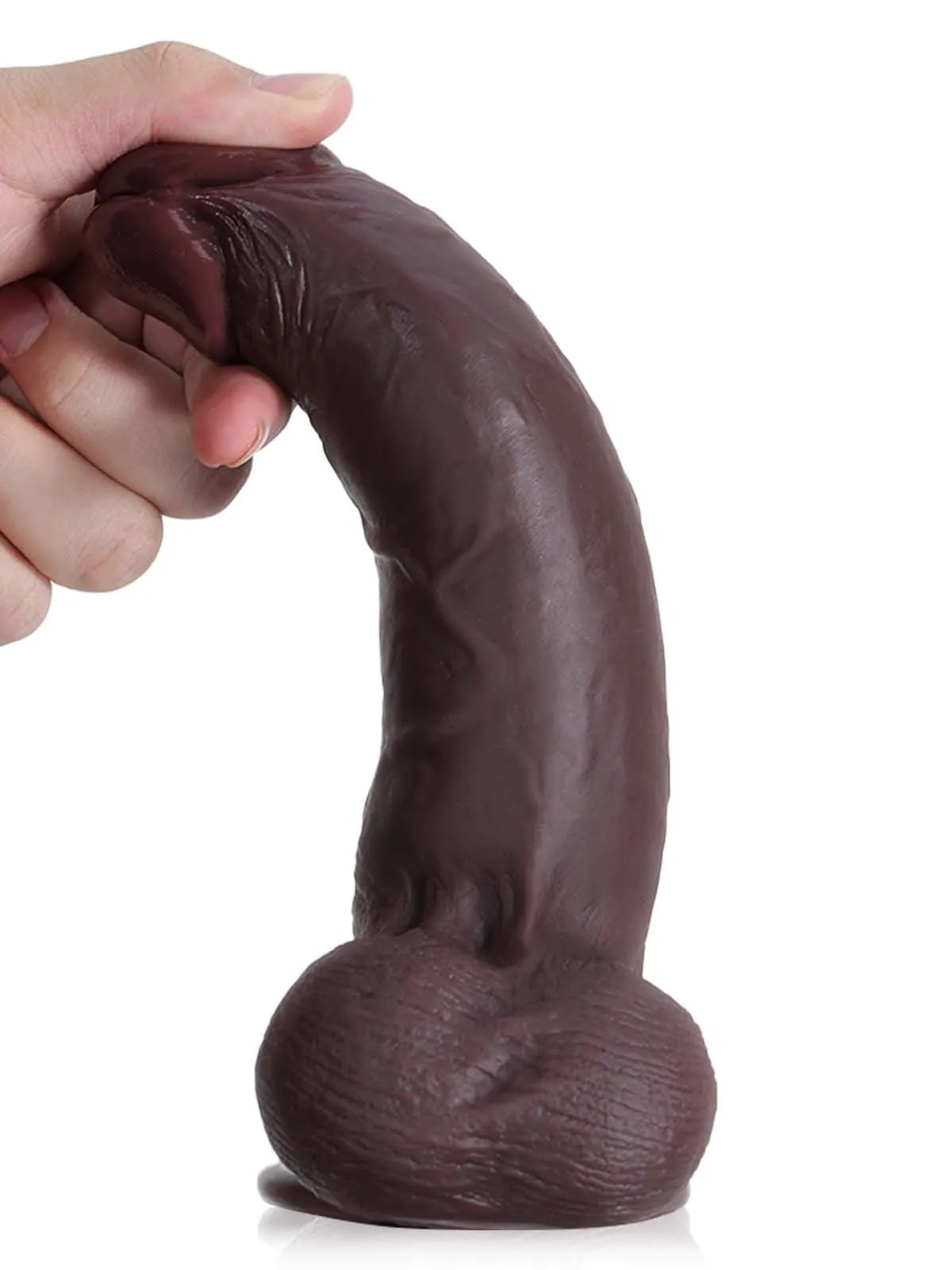 Ulises - Consolador Realista Negro con Piel Deslizante y Testículos Móviles - 21 cm