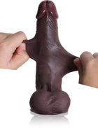 Ulises - Consolador Realista Negro con Piel Deslizante y Testículos Móviles - 21 cm