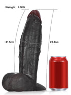 Ángel - Dildo Negro Grande y Grueso con Testículos Colgantes y Vac-U-Lock - 26 cm