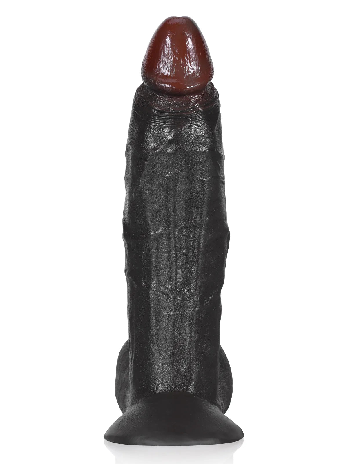 Ángel - Dildo Negro Grande y Grueso con Testículos Colgantes y Vac-U-Lock - 26 cm